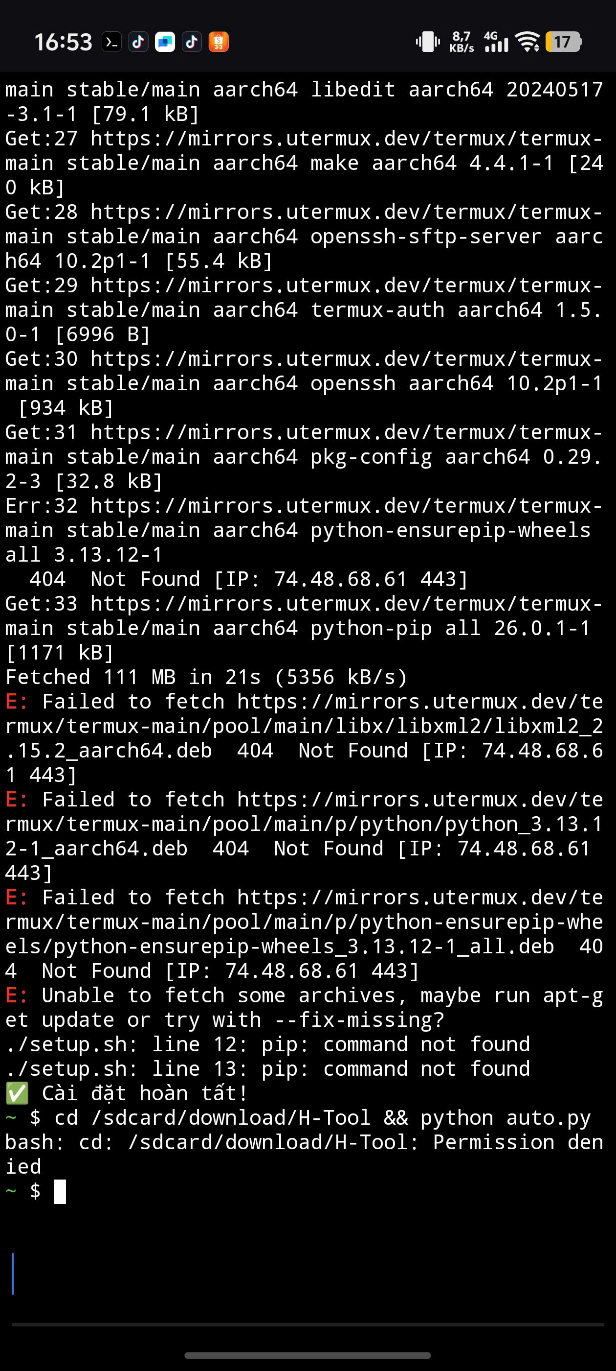 Lỗi permission termux setup storage